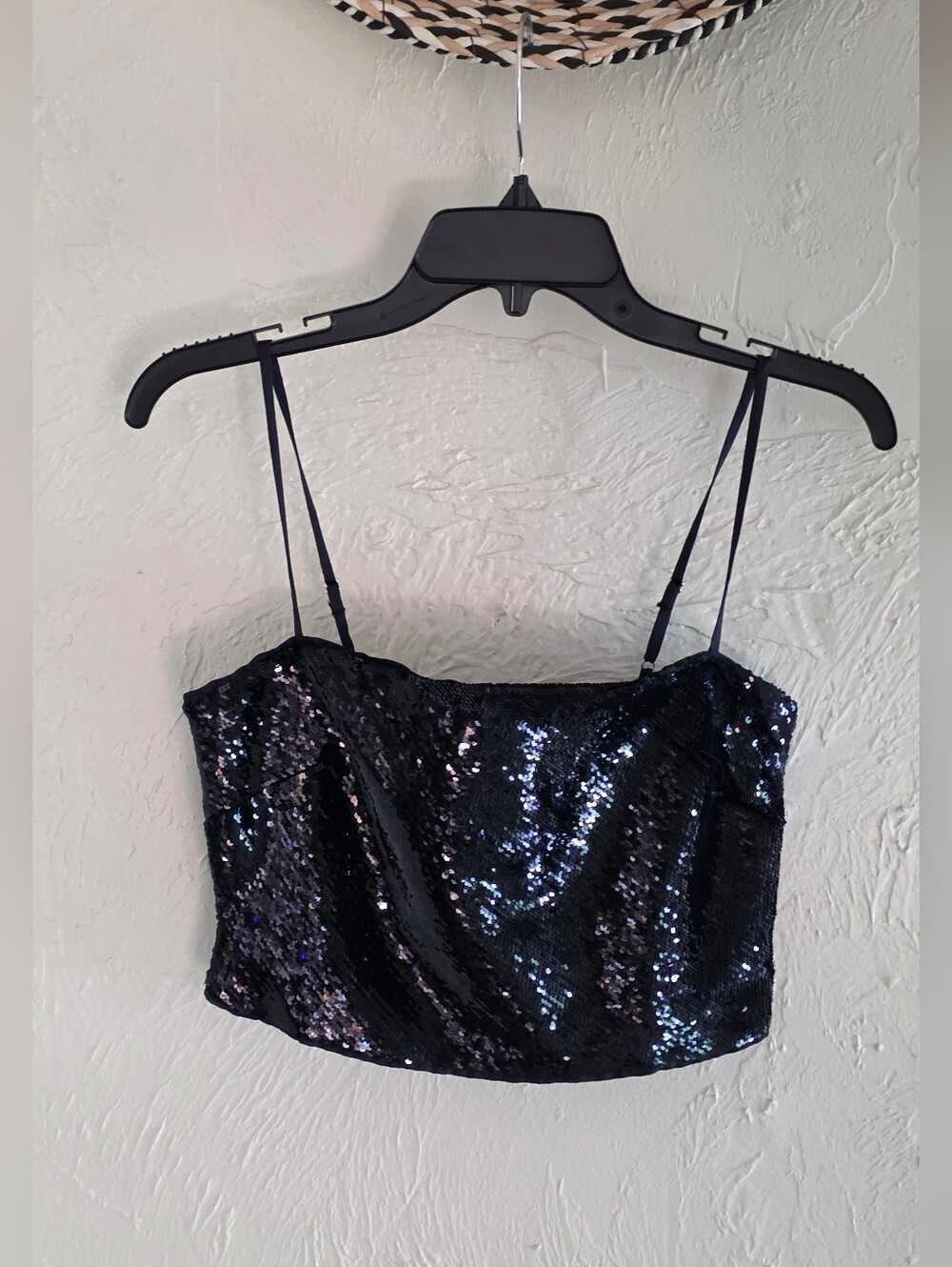 J. Crew Collection Navy Sequin Crop Top